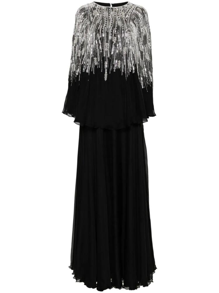 Dina Melwani crystal-embellished chiffon ensemble - Black Cover