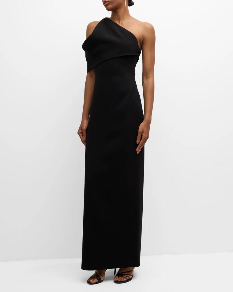 Brandon Maxwell The Romee Draped One-Shoulder Column Gown Cover