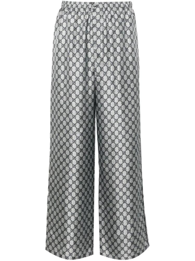 Gucci GG-print silk trousers - Blue Cover