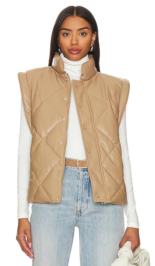 PISTOLA Candice Puffer Vest in Tan Cover