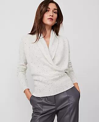 Ann Taylor Cashmere Donegal Shawl Collar Sweater Cover