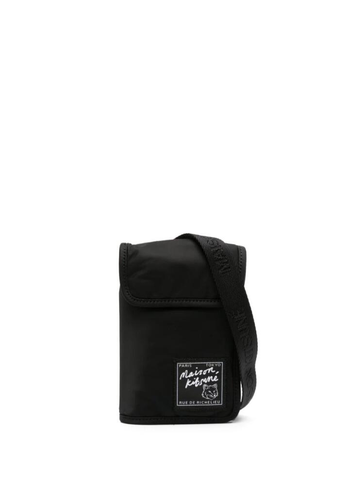 Maison Kitsuné logo-patch padded messenger bag - Black Cover