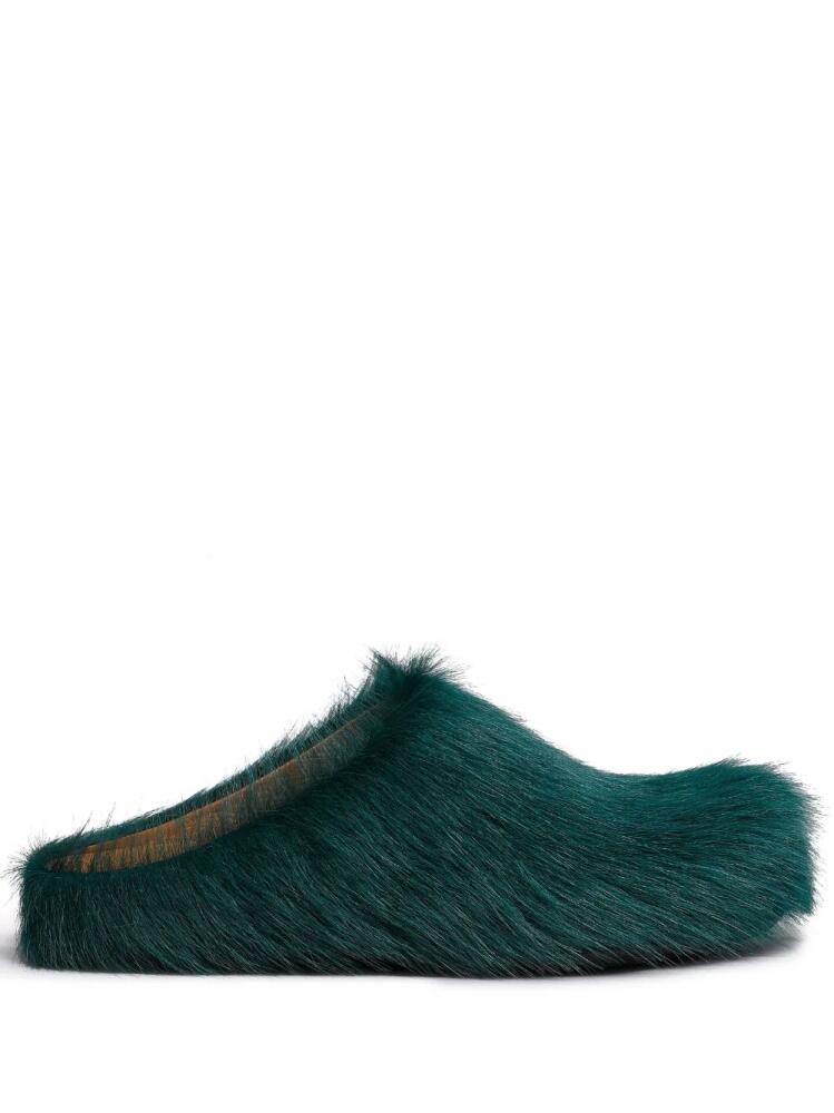 Marni Fussbet Sabot calf-hair slippers - Green Cover