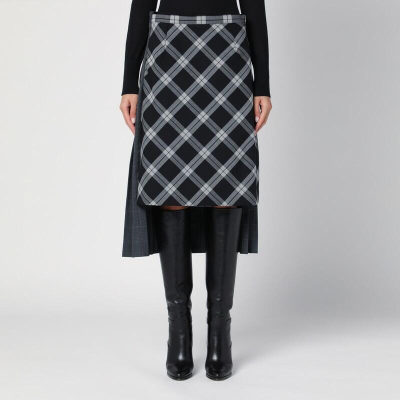 Balenciaga Multi-layer wool check skirt Cover