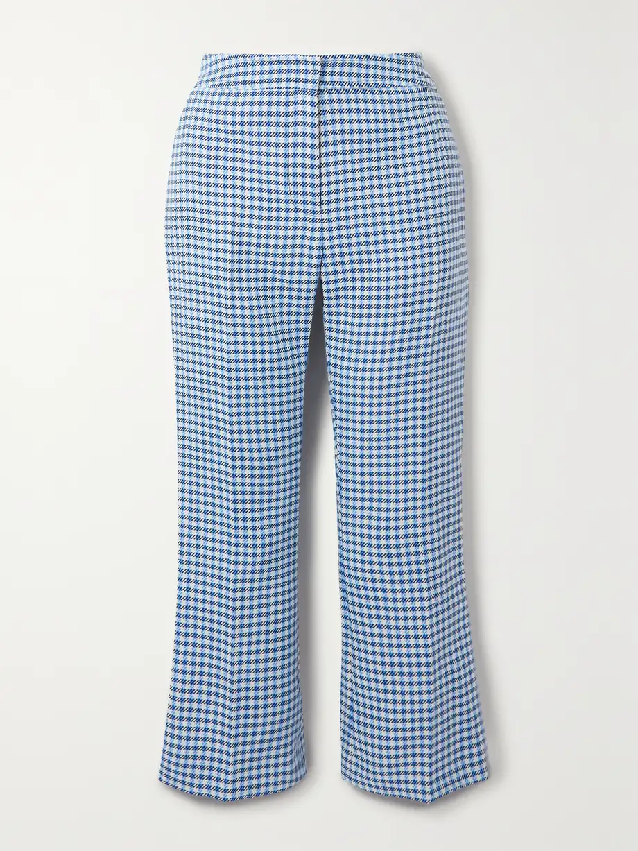 Marni - Cropped Gingham Woven Flared Pants - Blue Cover