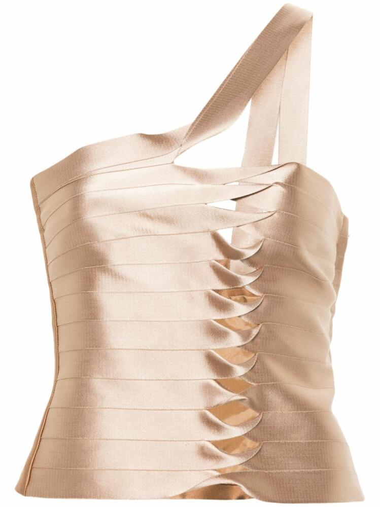 Alberta Ferretti cut out-detail top - Neutrals Cover