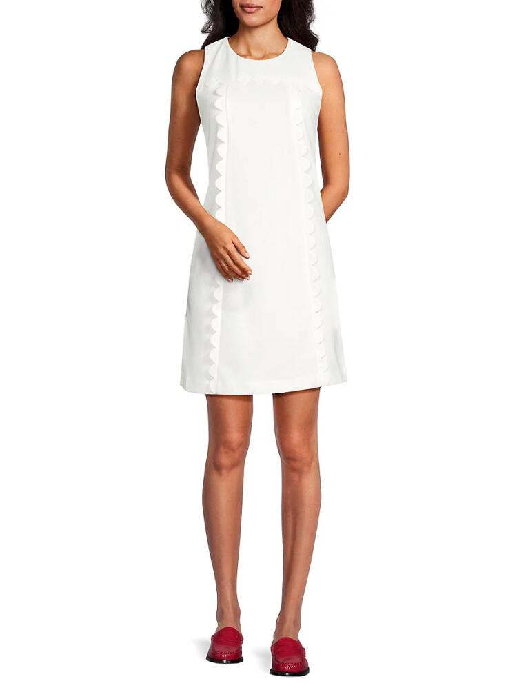 Karl Lagerfeld Paris Women's Scuba Scalloped Shift Dress - Soft White Cover