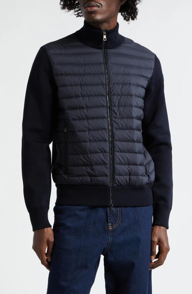 Moncler Down Puffer Front Zip Cardigan in Cosmic Blue Cover