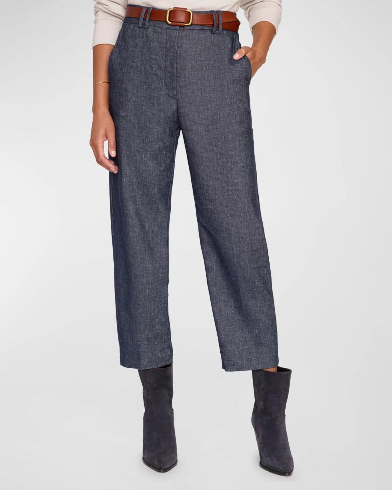 Brochu Walker Talia Cropped Straight-Leg Cotton-Linen Pants Cover