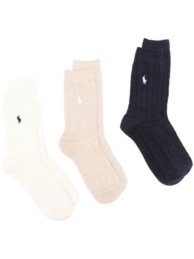 Polo Ralph Lauren Polo Pony-embroidered socks (set of three) - Blue Cover