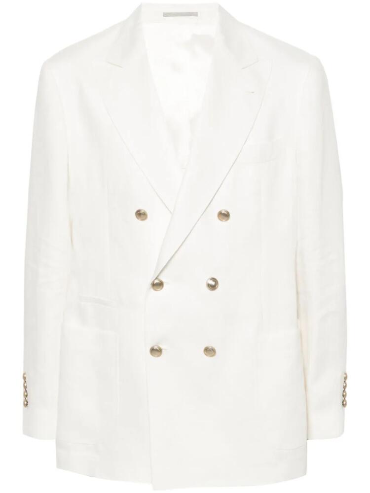 Brunello Cucinelli double-breasted linen blazer - White Cover