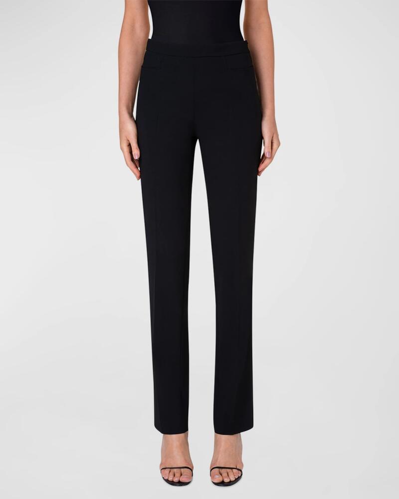 Akris punto Francoise Slim-Straight Pants, Black Cover