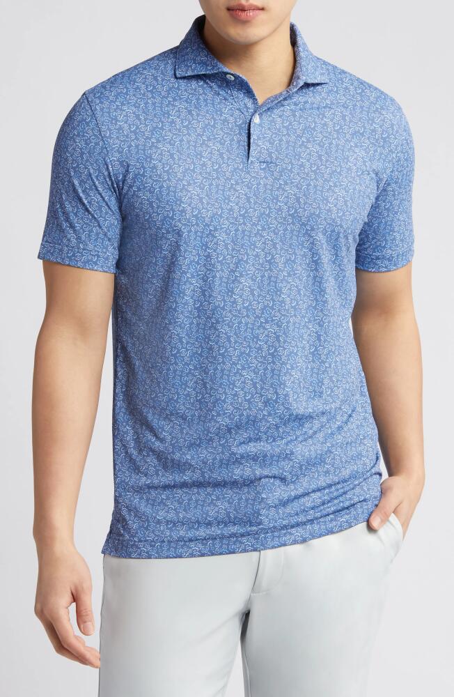 Peter Millar Fields of Carlsbad Floral Performance Golf Polo in Blue Pearl Cover