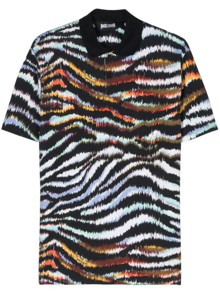 Just Cavalli zebra-print cotton polo shirt - Black Cover