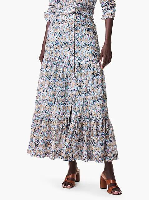 NIC+ZOE Up Beat Ikat Tiered Skirt (Blue Multi) Women's Skirt Cover