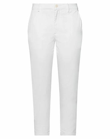 (+) People Woman Pants White Cotton, Elastane Cover