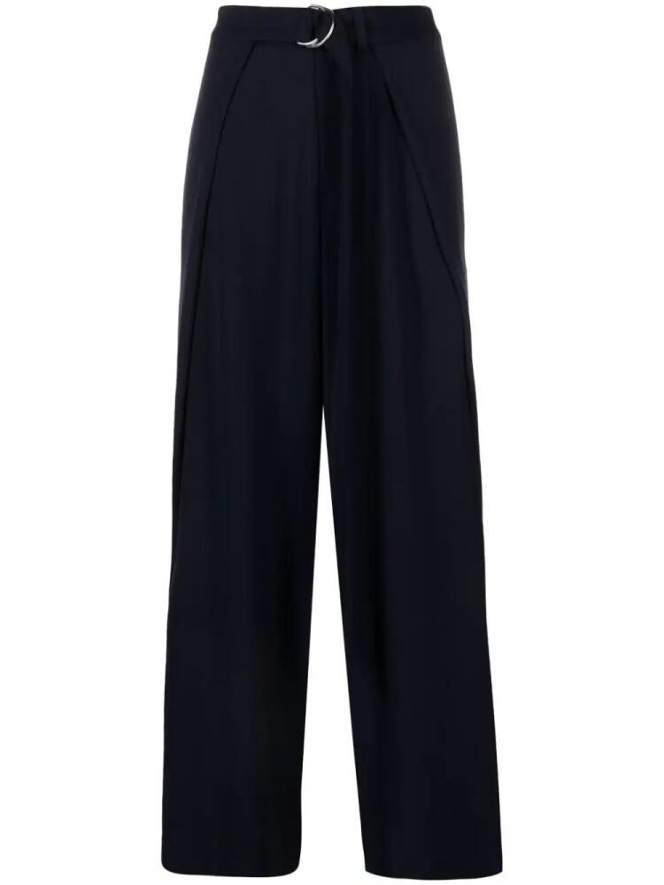 AMI Paris wide-leg layered-panels trousers - Blue Cover