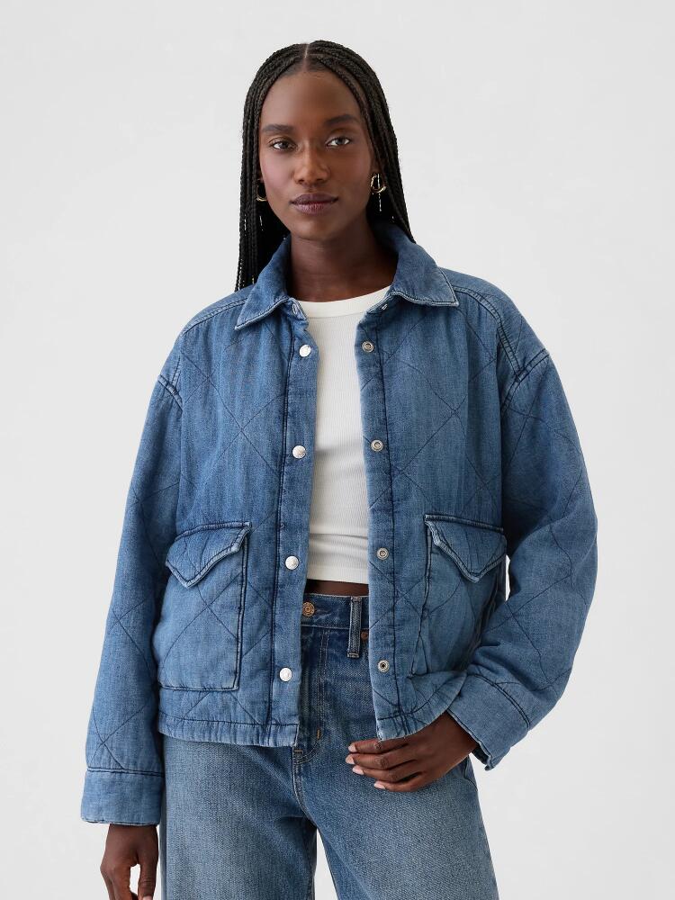 Gap Quilted Denim Shirt Jacket Cover