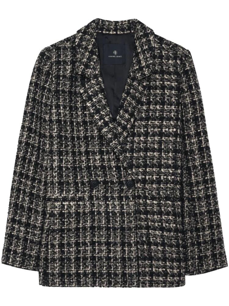 ANINE BING Madeleine tweed double-breasted blazer - Black Cover