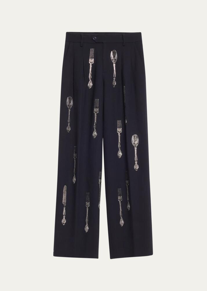 Libertine Michelin Star Wool Baggy Trousers with Crystal Detail Cover