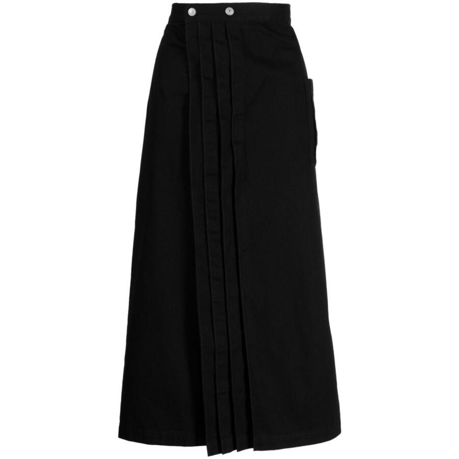 Yohji Yamamoto Ladies Black Button-Fastening Cotton Skirt Cover