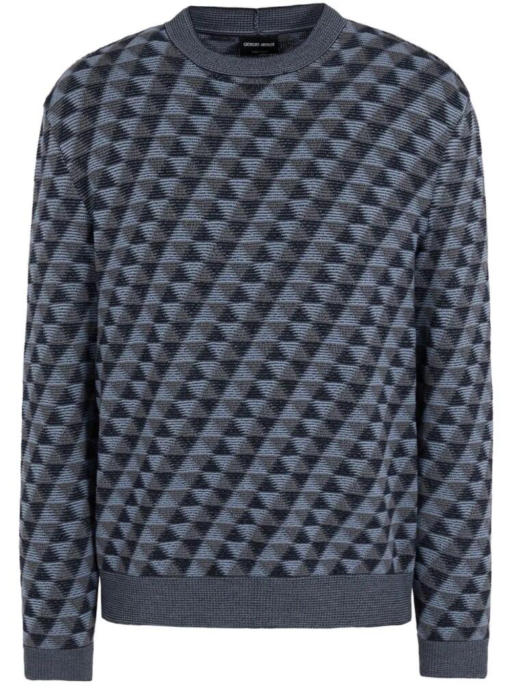 Giorgio Armani geometric-jacquard wool jumper - Blue Cover