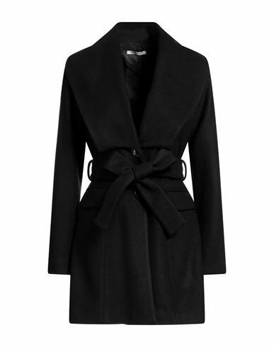 Biancoghiaccio Woman Coat Black Acrylic, Polyethylene, Wool Cover