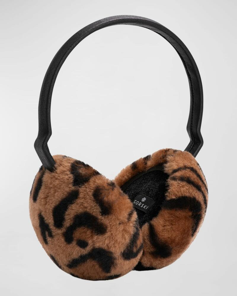 Gorski Leopard Lamb Shearling Fur Earmuffs Cover