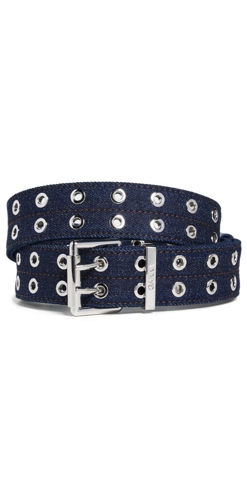 GANNI Double Eyelet Denim Belt Dark Navy Cover