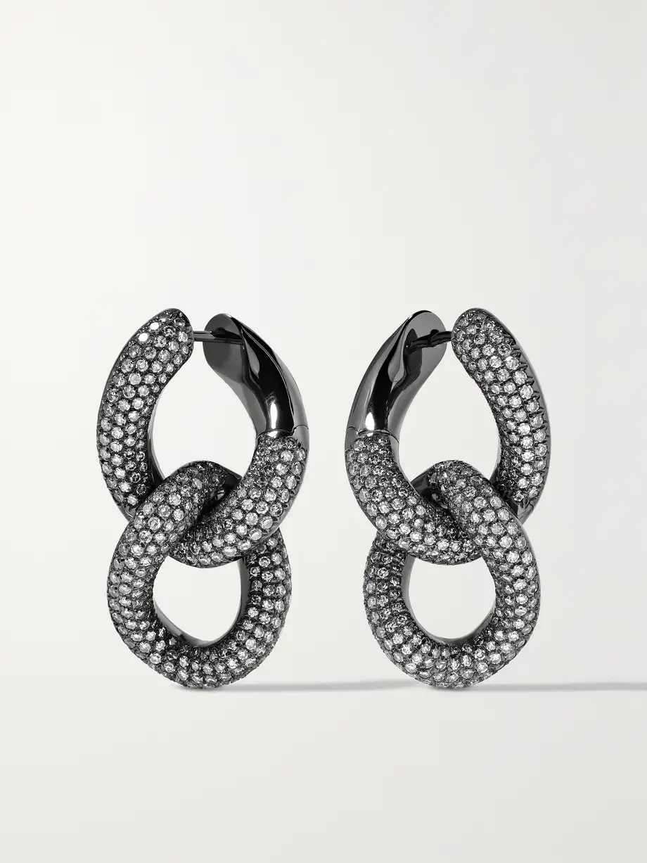 SHAY - 18-karat Blackened Gold Diamond Earrings - One size Cover