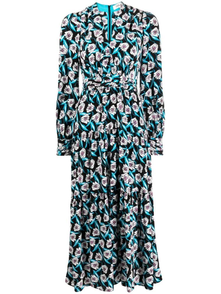 DVF Diane von Furstenberg Gil floral-print shirtdress - Black Cover