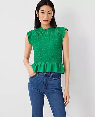 Ann Taylor Smocked Ruffled Top Cover