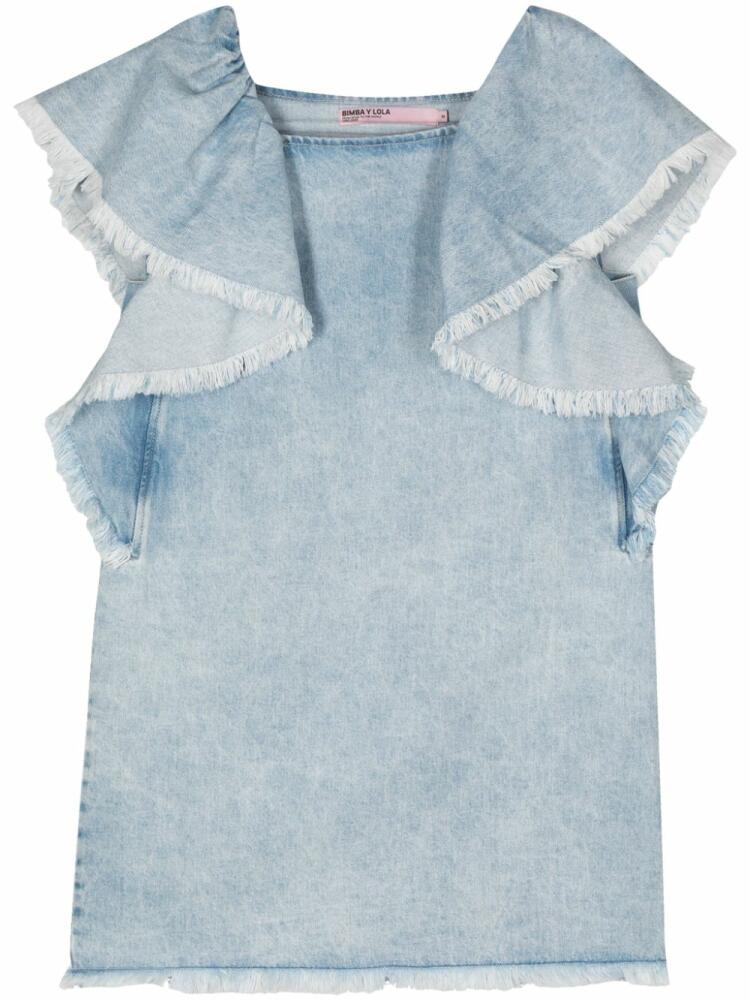 Bimba y Lola ruffle-detail denim dress - Blue Cover