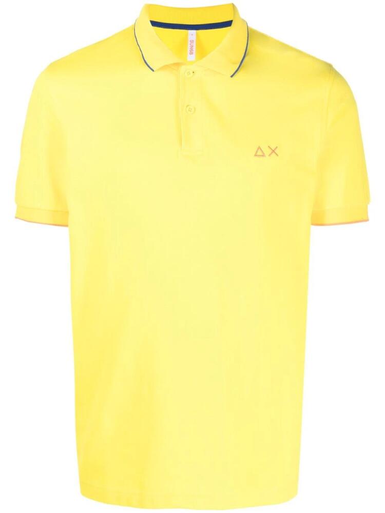 Sun 68 embroidered-logo cotton polo shirt - Yellow Cover