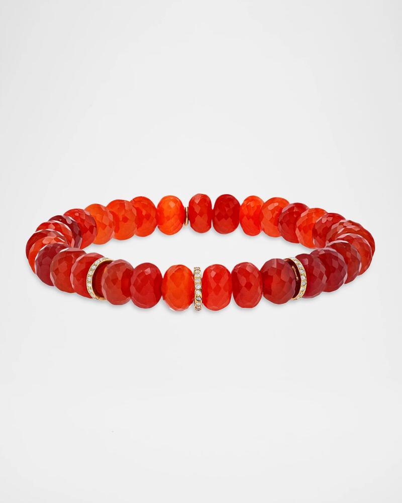 Sheryl Lowe Dark Carnelian 8mm Bead Bracelet with 3 Diamond Rondelles Cover