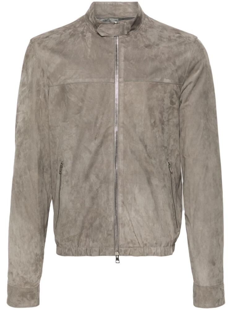 Low Brand zip-up suede bomber jacket - Grey Cover