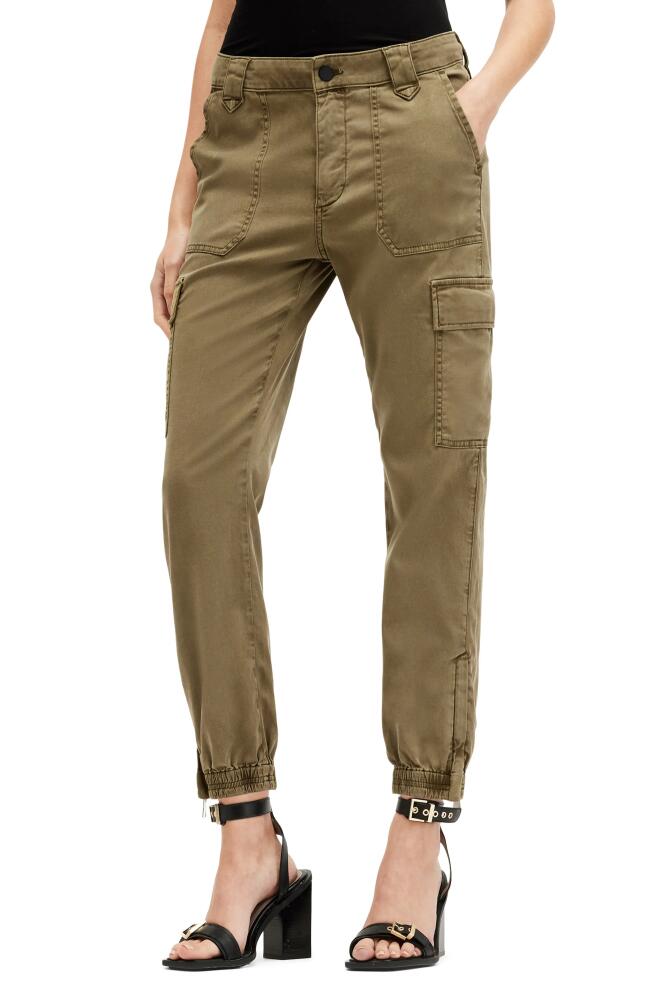 AllSaints Nola Slim Fit Cargo Pants in Dark Khaki Green Cover