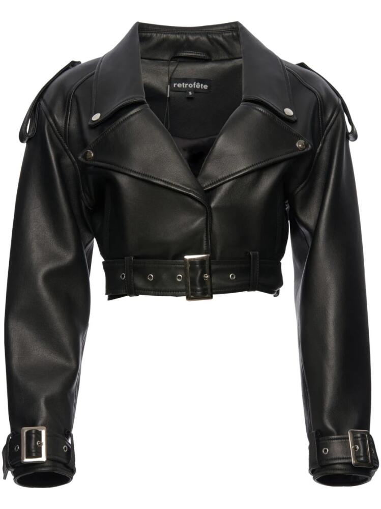 Retrofete Victoria cropped biker jacket - Black Cover