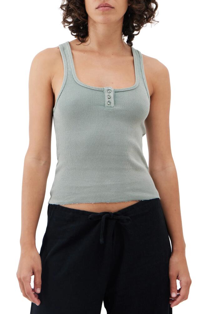 BDG Urban Outfitters Ryan Henley Rib Tank Top in Sage Khaki Cover