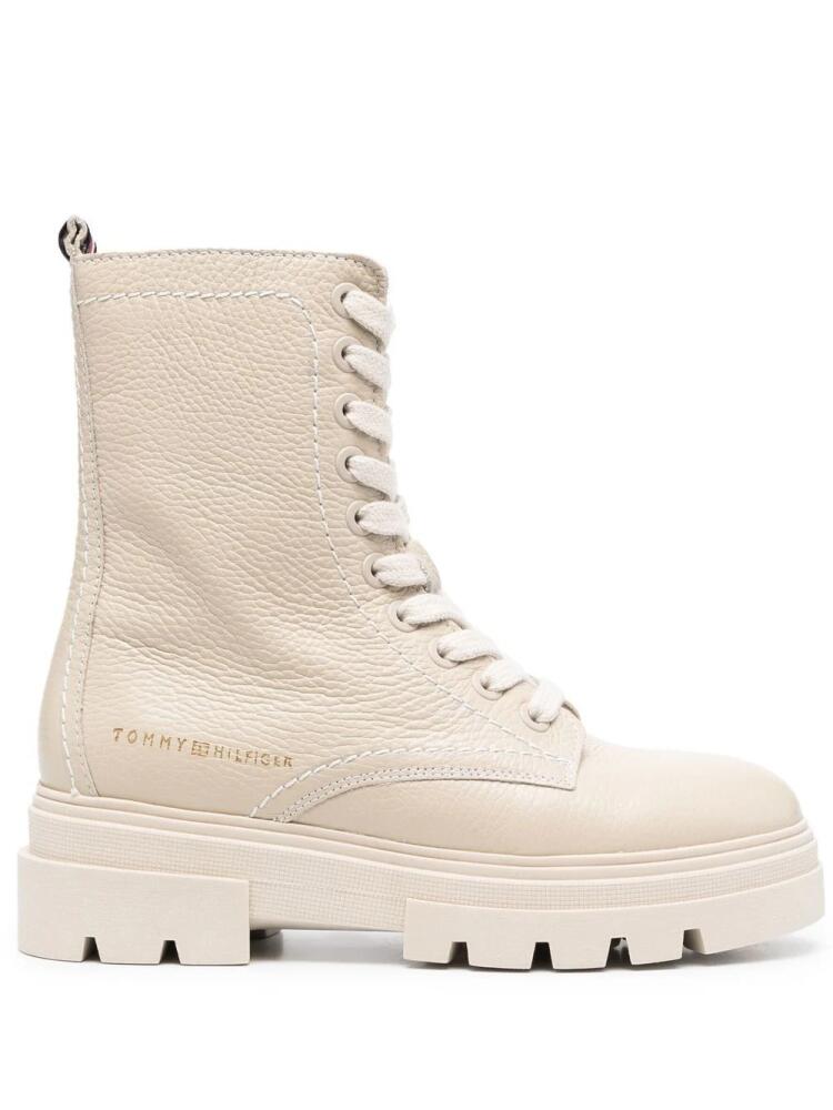 Tommy Hilfiger lace-up leather ankle boots - Neutrals Cover