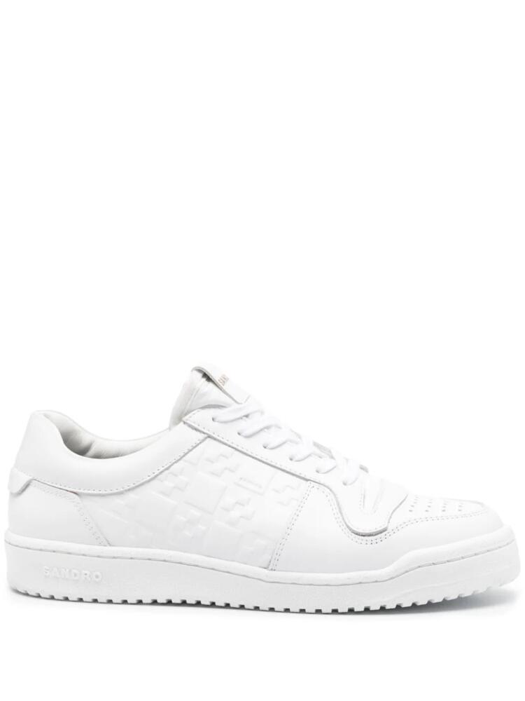 SANDRO embossed cross leather sneakers - White Cover