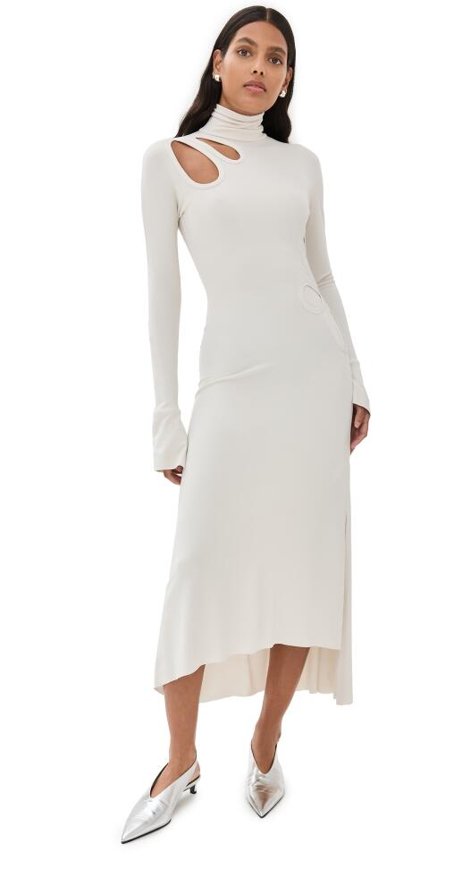 Victoria Beckham Long Sleeve Cut Out Jersey Midi Bone Cover