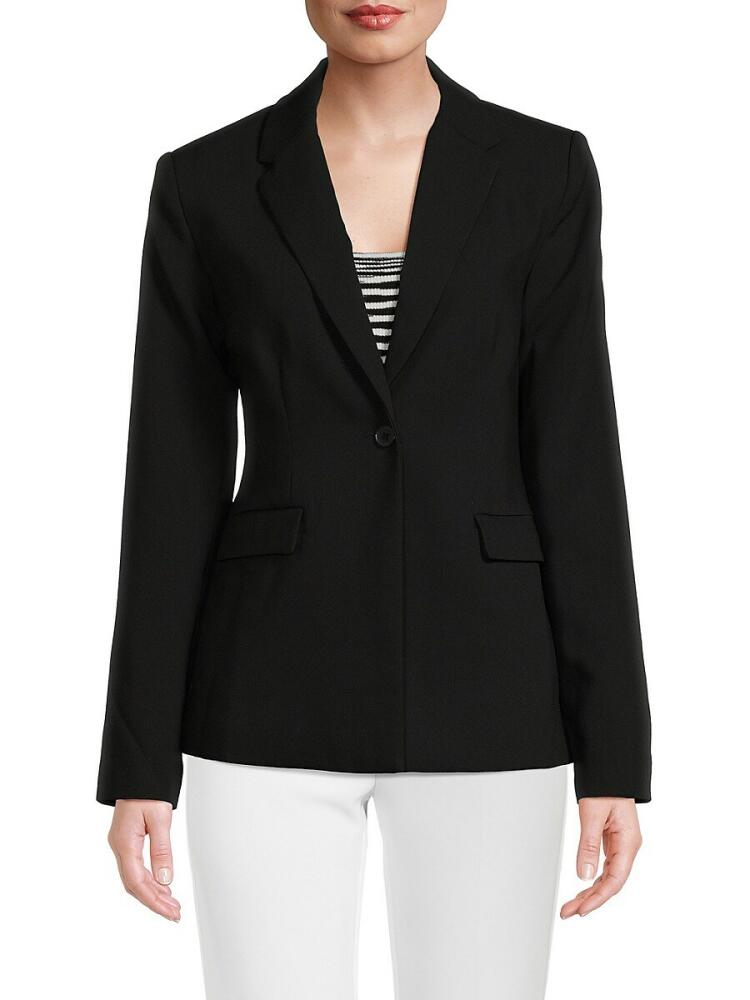 T Tahari Women's Solid Single Button Blazer - Black Cover