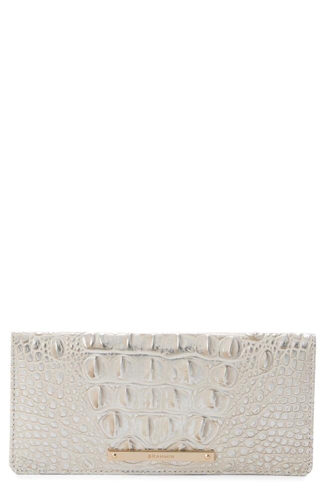 Brahmin Ady Embossed Leather Continental Wallet in Ivory Dream Cover