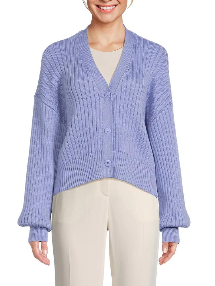 Staud Women's Eloise Ribbed Knit Cardigan - Periwinkle Cover