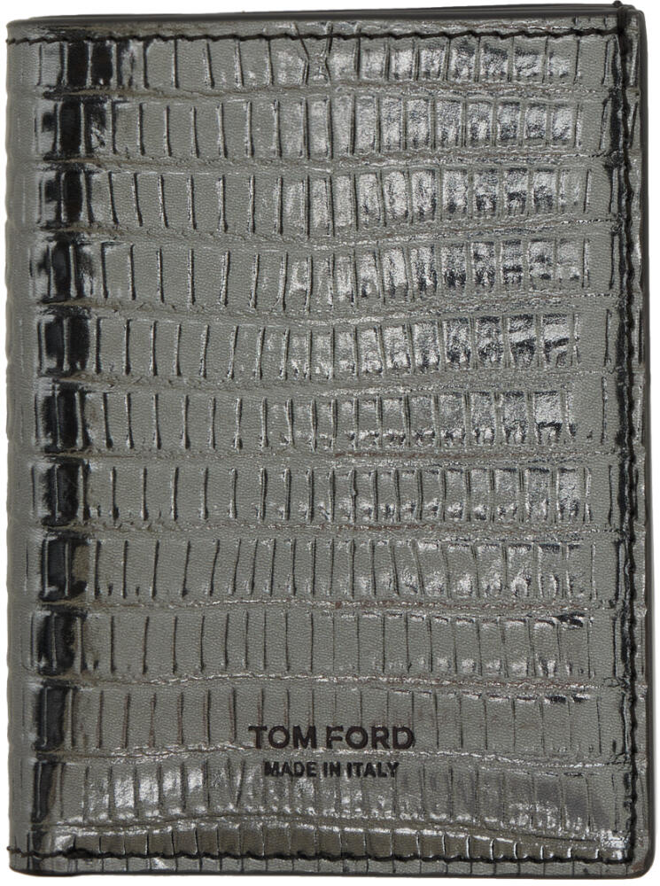 TOM FORD Gunmetal Tejus T Line Folding Card Holder Cover