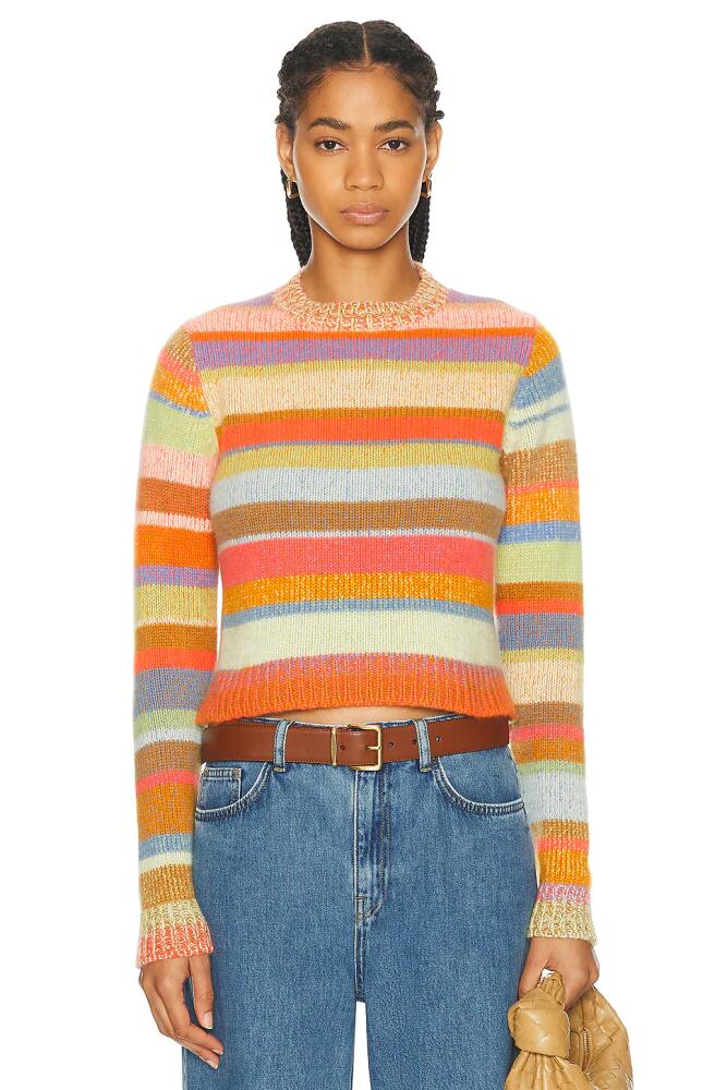 The Elder Statesman Stripe Super Soft Crew Sweater in Red Cover