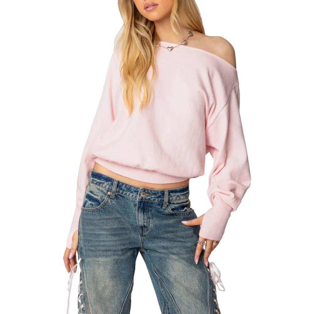 EDIKTED Oversize Off the Shoulder Sweater in Light-Pink Cover