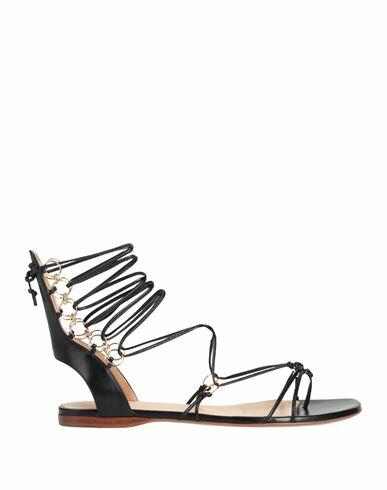 Francesco Russo Woman Thong sandal Black Leather Cover