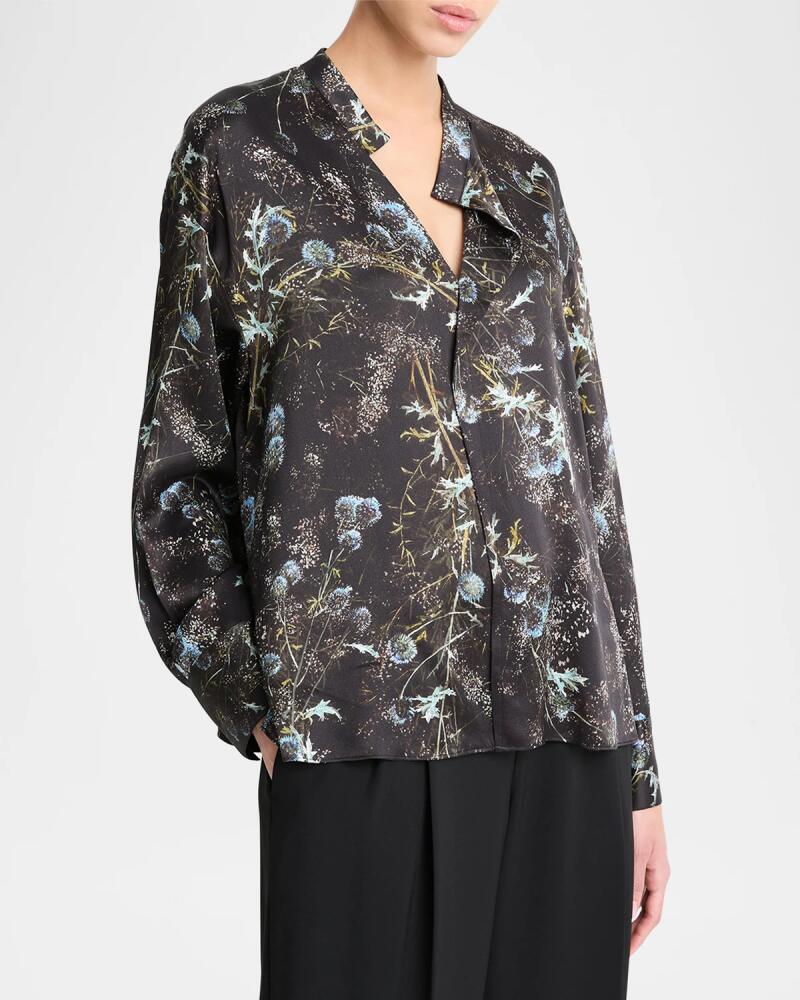 Vince Draped Silk Thistle Blouse Cover